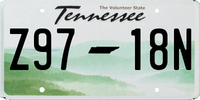 TN license plate Z9718N