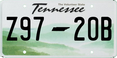 TN license plate Z9720B