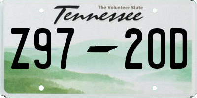 TN license plate Z9720D