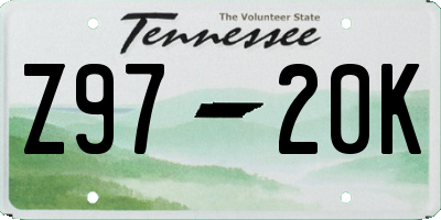 TN license plate Z9720K