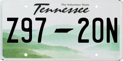 TN license plate Z9720N