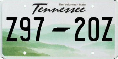 TN license plate Z9720Z