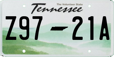 TN license plate Z9721A