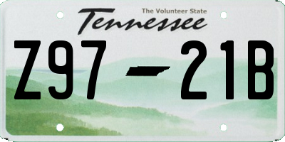 TN license plate Z9721B