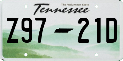 TN license plate Z9721D