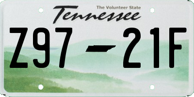 TN license plate Z9721F