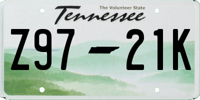 TN license plate Z9721K