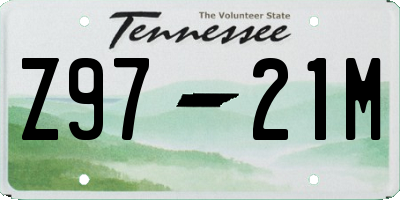 TN license plate Z9721M