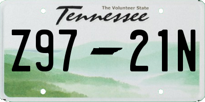 TN license plate Z9721N