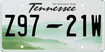 TN license plate Z9721W