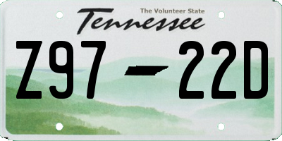 TN license plate Z9722D
