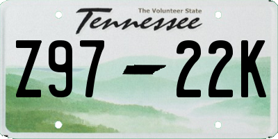 TN license plate Z9722K
