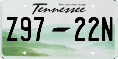 TN license plate Z9722N