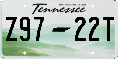 TN license plate Z9722T