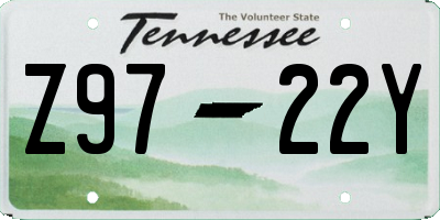 TN license plate Z9722Y