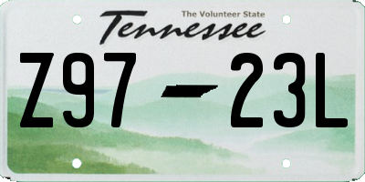 TN license plate Z9723L