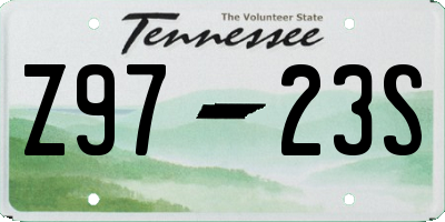 TN license plate Z9723S