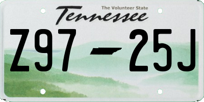 TN license plate Z9725J