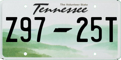 TN license plate Z9725T