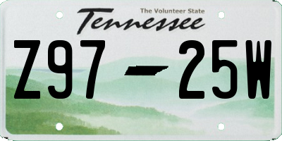 TN license plate Z9725W