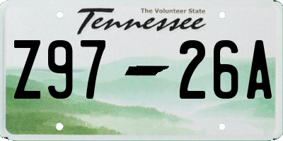TN license plate Z9726A