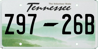 TN license plate Z9726B