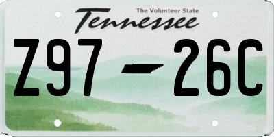 TN license plate Z9726C