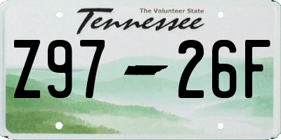 TN license plate Z9726F