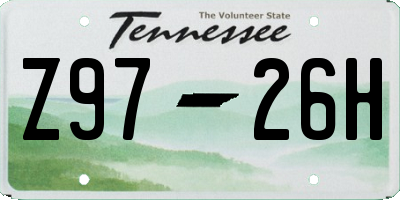 TN license plate Z9726H