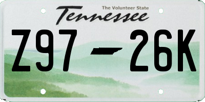 TN license plate Z9726K