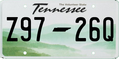 TN license plate Z9726Q
