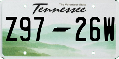 TN license plate Z9726W