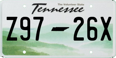 TN license plate Z9726X