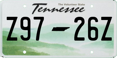 TN license plate Z9726Z