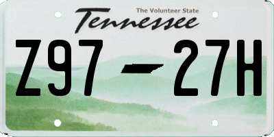TN license plate Z9727H