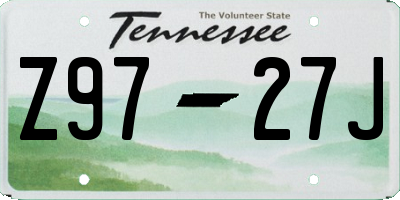 TN license plate Z9727J