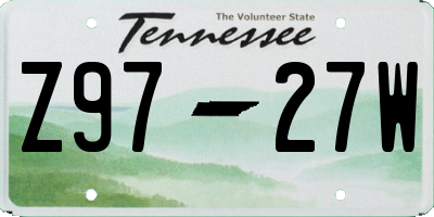 TN license plate Z9727W