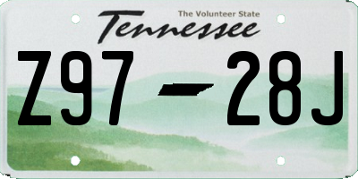 TN license plate Z9728J