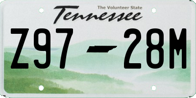 TN license plate Z9728M