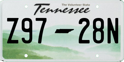 TN license plate Z9728N
