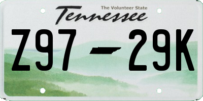 TN license plate Z9729K