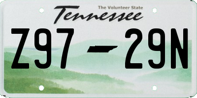TN license plate Z9729N