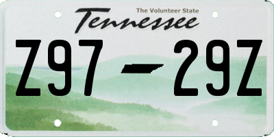 TN license plate Z9729Z