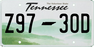 TN license plate Z9730D
