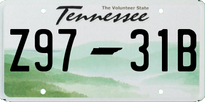 TN license plate Z9731B