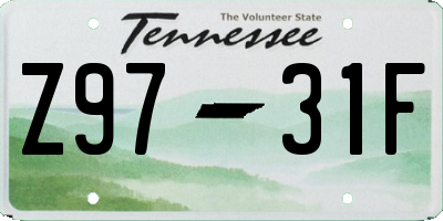 TN license plate Z9731F