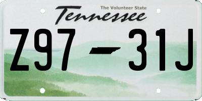 TN license plate Z9731J