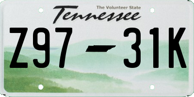 TN license plate Z9731K