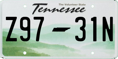TN license plate Z9731N