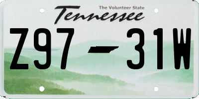 TN license plate Z9731W
